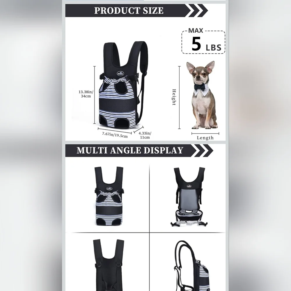 Wakytu Pet Carrier Backpack, Pet Front Dog Carrier Backpacks | NWT | Sz S